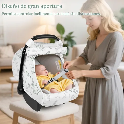 Vista 6 de Funda de muselina para asiento de automóvil para bebé con ventana de malla extragrande, funda transpirable para asiento de automóvil infantil