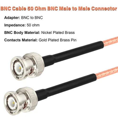 Vista 2 de XRDS -RF Cables BNC 1 pie 2 piezas, Cable BNC macho de 50 ohmios RG316 para antenas de escáneres de antena, radios ham portátiles, etc.