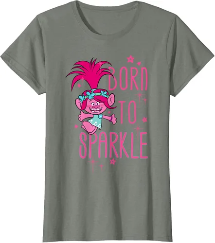 Vista 18 de DreamWorks Trolls Camiseta Born to Sparkle Negro