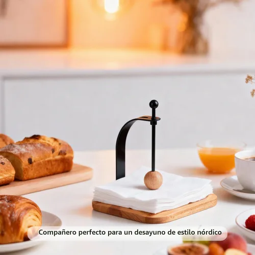 Vista 2 de Portaservilletas de Haya Norteamericana para Mesa - Portaservilletas de Cóctel de Madera Estilo Nórdico que se Ajusta a Servilletas de 5-7