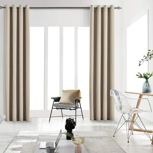 Vista 52 de Cortinas opacas para dormitorio, con aislamiento térmico y bloqueo de luz, para oscurecer la habitación, cortinas con ojales sólidos para ventana