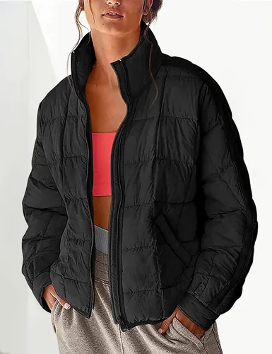 Vista 4 de Bianstore Chaqueta acolchada ligera y de gran tamaño para mujer, abrigo acolchado casual