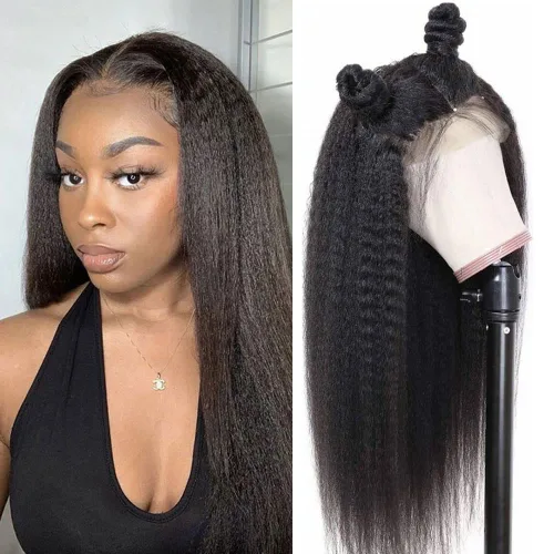 Vista 10 de ZIYU - Peluca rizada de 14 pulgadas con encaje frontal de 13 x 4 pulgadas, pelucas de cabello humano Línea de cabello prearrancada con abuelitos