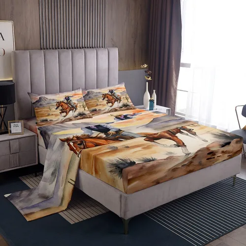 Vista 20 de Erosebridal Western Cowgirl Sheet Set Twin Western Cowboy Bed Sheets for Kids Boys Girls Horseshoe Boots Southwestern Flat Fitted Sheet Wild West