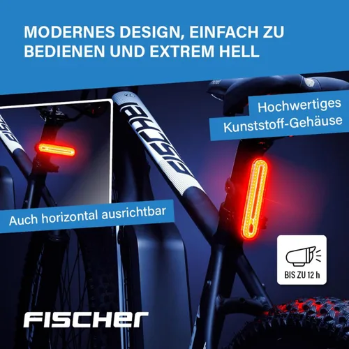 Vista 4 de Fischer LED Akku Stableuchte, Rücklicht, Fahrradbeleuchtung, Fahrrad-Rückleuchte, barra auxiliar, Schutzart IPX4, negro
