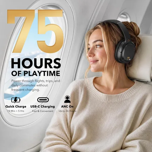 Vista 7 de 1Mii - Auriculares con cancelación de ruido con cable e inalámbricos para Negro