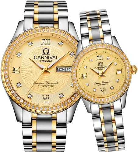 Vista 14 de TEINTOP Carnival - Reloj mecánico automático para hombre y mujer, juego de 2