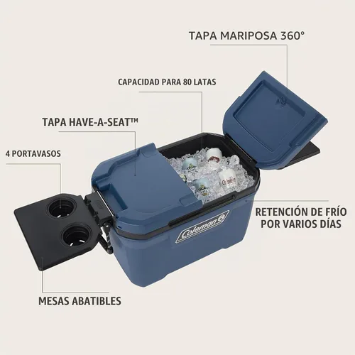 Vista 6 de Coleman Classic Series - Enfriador portátil aislado, resistente a fugas, para exteriores, mantiene el hielo hasta 5 días, 52/70/120/150 cuartos