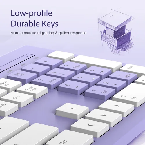 Vista 2 de COLIKES Teclado con cable, teclado de computadora USB ultradelgado con teclas de perfil bajo, resistente a derrames, teclas multimedia, compatible