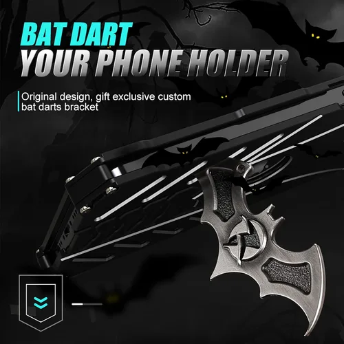 Vista 4 de Batman Design - Funda de metal para iPhone 14 Pro, protección resistente, soporte de murciélago, disipación de calor, 6.06 pulgadas, color negro