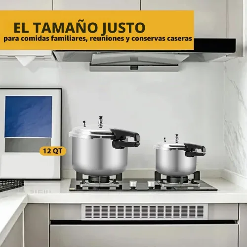 Vista 5 de Fulgutonit Olla a presión de 12 cuartos de galón, olla a presión de aluminio con estante de conservas y tapa de fácil bloqueo para enlatado