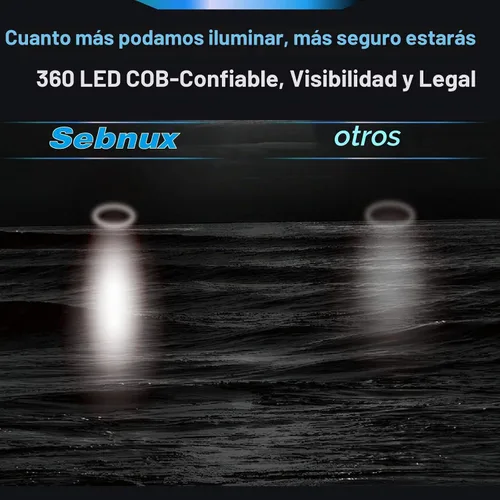 Vista 6 de Luz de navegación portátil con batería para embarcación - Proa y popa para pontón y embarcación pequeña (negro)