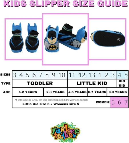 Vista 2 de DC Comics Batman - Pantuflas de felpa 3D para niños pequeños, Azul
