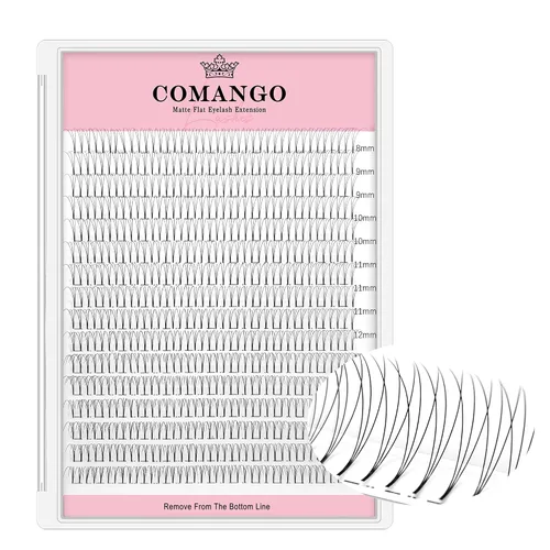 Vista 15 de Extensiones de pestañas de volumen prefabricadas 10D, 0.003 in de grosor, rizo C/D, 0.472 in, tallo corto, extensiones de pestañas de volumen