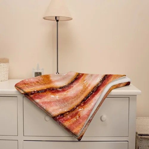 Vista 6 de Manta de vellón con estampado de tocino, ligera, regalo para cumpleaños, Navidad, mantas de franela suave para todas las estaciones, cama, sofá