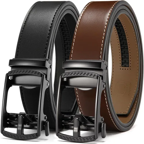 Vista 12 de CHAOREN Mens Belt Leather Ratchet Belt 2 Pack - Customizable Fit, Effortless Style (35mm)