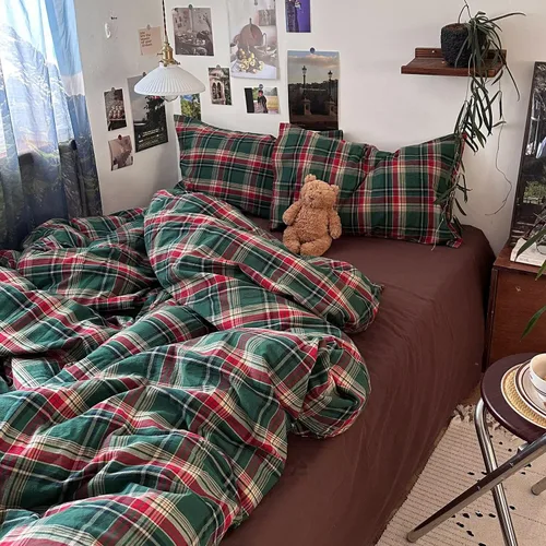 Vista 379 de mixinni Juego de funda de edredón vintage a rayas, tamaño twin, juego de ropa de cama de 3 piezas, 100% algodón lavado, suave y transpirable, funda