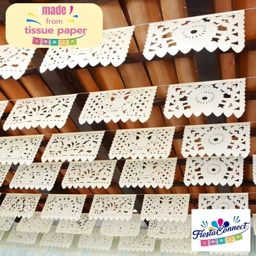 Vista 6 de Banners de papel picado blanquecino, decoraciones de fiesta para bodas, despedidas de soltera, compromiso, cumpleaños, baby shower, pancarta