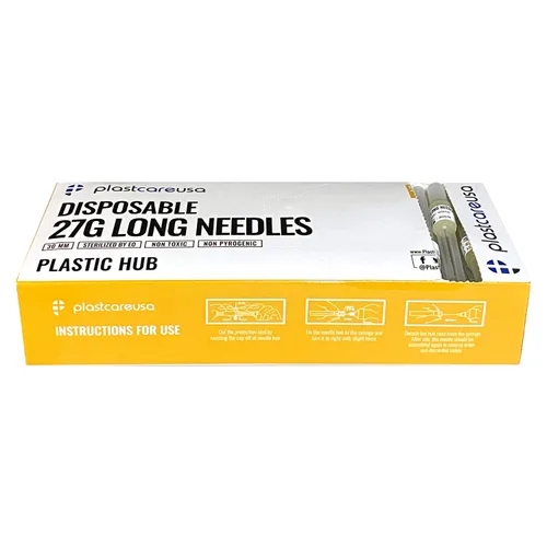 Vista 3 de 100 agujas dentales desechables en caja perforada (27G largas), longitud 30mm