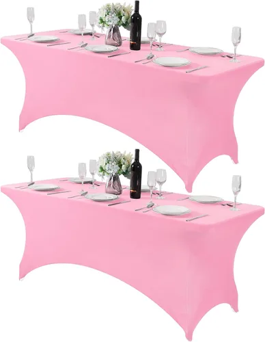 Vista 86 de Mantel de elastano para mesa de 6, 4 o 8 pies, universal, ajustable, para fiestas, banquetes, bodas y eventos, color verde manzana