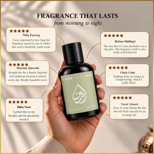 Vista 8 de Dukhni Zayn - Perfume de larga duración (3.4 fl oz), colonia árabe