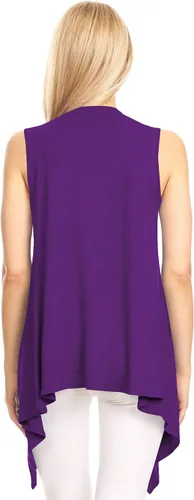 Vista 5 de LL-Chaleco ligero para mujer, abierto en el frente, de puntoFabricado en EE. UU.