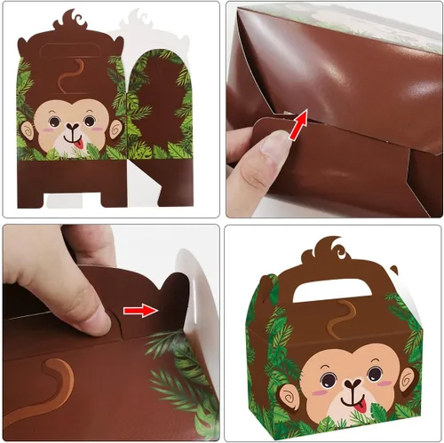 Vista 3 de Cieovo Paquete de 24 cajas de cartón para fiestas de animales de safari, cajas de regalo para fiestas de animales del zoológico, cajas de regalo