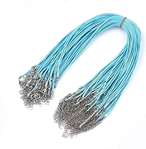 Vista 10 de 100 piezas de cordón encerado de 17 a 19 pulgadas, cuerda trenzada ajustable, para collares, colgantes para hacer joyas, cadenas con cierre de Azure