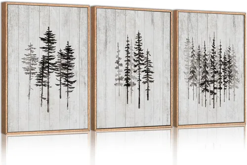 Vista 65 de HPINUB - Lienzo decorativo abstracto moderno para pared, juego de 3 impresiones artísticas enmarcadas, pintura de pared grande en blanco y negro, 16