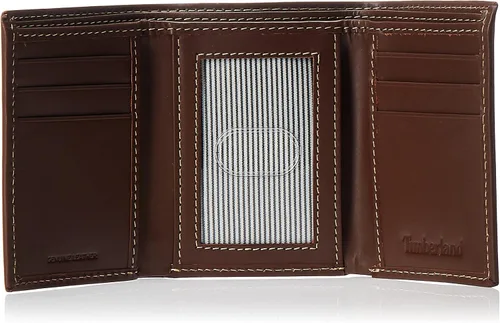 Vista 4 de Timberland Mens Leather Trifold Wallet with Id Window