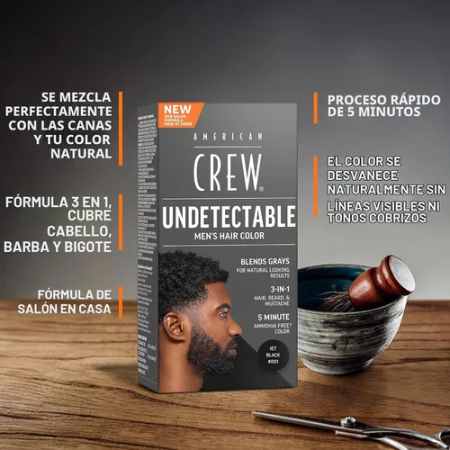 Vista 2 de American Crew Undetectable - Tinte para el cabello para hombre, negro, 1 001 negro