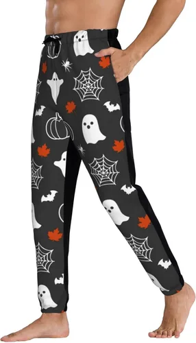 Vista 3 de ultaro Mens Joggers Sweatpants Pumpkins, Ghosts, Maple Leaves Casual Pants Sports Jogging Trousers with Drawstring