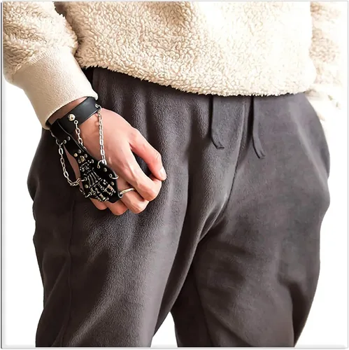 Vista 6 de Xusamss Punk Rock Alloy Skull Hand Rivet Chain Cuff Bracelet,7"-8