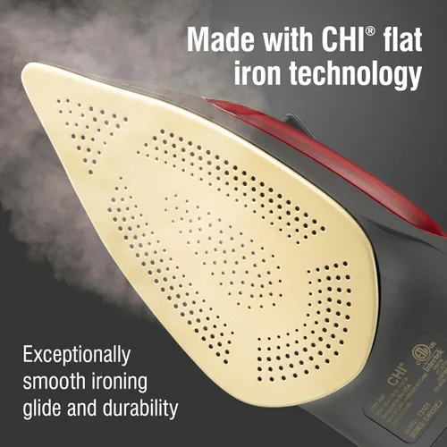 Vista 2 de CHI Plancha profesional de vapor para ropa con ráfaga de vapor vertical, suela de cerámica de titanio, más de 300 agujeros de vapor, 1700 vatios