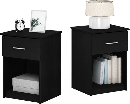 Vista 3 de Furinno Tidur - Mesita de noche, paquete de 2, americano