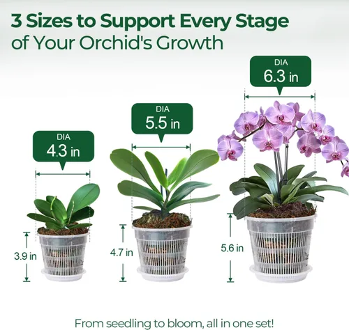 Vista 2 de T4U Clear Orchid Pots 9 Pack 4.3 5.5 6.3 Inch, Orchid Pot Holes Repotting