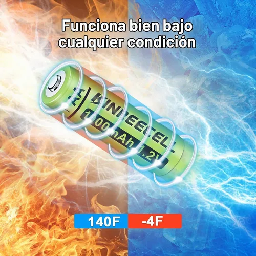 Vista 8 de Baterías AA recargables, baterías solares Ni-MH doble A de alta capacidad 1.2 V precargadas para luces solares al aire libre (AA-1000mAh-12pack)