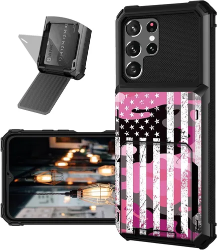 Vista 14 de Funda tipo cartera para Samsung Galaxy S22 Ultra con ranura para tarjetero, funda con tapa híbrida de doble capa, resistente, a prueba de golpes