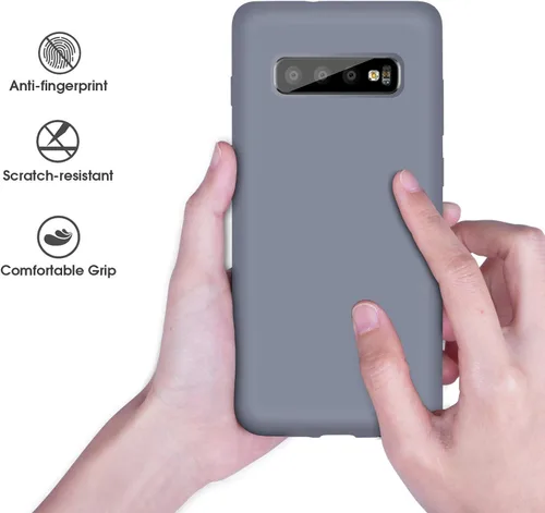 Vista 6 de Compatible con Galaxy S10 Plus, S10+ funda de silicona líquida con forro de tela de microfibra de cuerpo completo con protección de pantalla