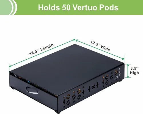 Vista 3 de ZCDCP Nespresso - Soporte para cápsulas Vertuo, cajón de almacenamiento de cápsulas de café de metal negro para cápsulas Vertuoline Orgainzer 50