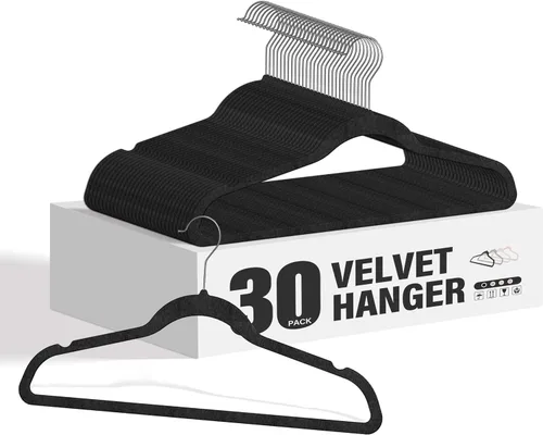 Vista 15 de HealSmart Perchas de plástico, paquete de 30 perchas de ropa que ahorran espacio, perchas duraderas y ligeras para abrigos, vestidos, camisas, Negro