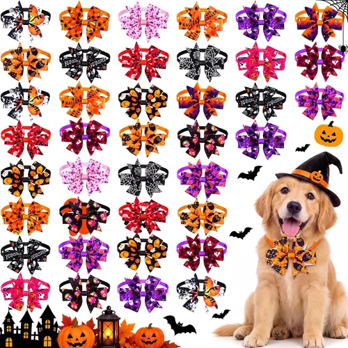 Vista 13 de Maitys 40 lazos y collares ajustables para perros de Halloween As the Pictures Show