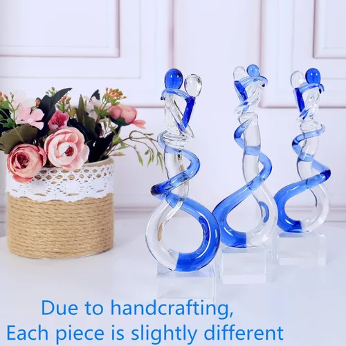 Vista 4 de EUSTUMA Figura de vidrio soplado a mano, escultura hecha a mano para parejas, aniversario de boda y regalo del día de San Valentín, colección
