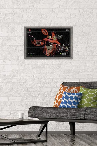 Vista 2 de Trends International Five Nights at Freddy's - Póster de pared Foxy Camera, 14.725 x 22.375 pulgadas, versión enmarcada de madera de granero Versión