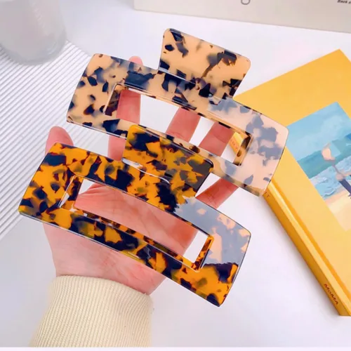 Vista 5 de Pinzas grandes para el cabello, diseño francés, pinza rectangular para el cabello con diseño francés para mujeres y damas