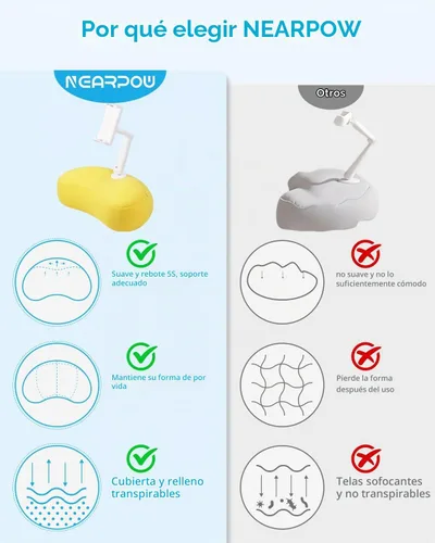 Vista 8 de NEARPOW Almohada de soporte para tableta para cama, soporte de almohada Amarillo