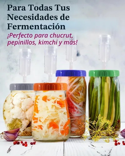 Vista 5 de Elementi Tapas de fermentación para tarros de masón, tapas de fermentación fáciles de usar para frascos Mason de boca ancha, haz un delicioso