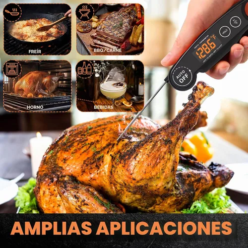 Vista 2 de Termómetro de comida de lectura instantánea recargable para carne, termómetro digital de cocina, termómetro de alimentos rápido y preciso