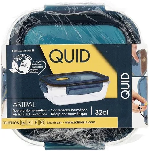 Vista 6 de Quid Astral cuadrado hermético recipiente de vidrio 4.6x4.5x2.5 in - 32cl otro vidrio conveniente microondas seguro congelador reciclable