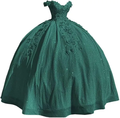 Vista 20 de Ftupza Preciosos vestidos de quinceañera florales 3D vestidos de tul hinchados para mujeres fuera del hombro vestido de fiesta largo FFtu09